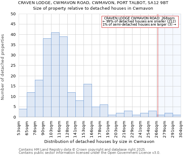 CRAVEN LODGE, CWMAVON ROAD, CWMAVON, PORT TALBOT, SA12 9BT: Size of property relative to detached houses houses in Cwmavon