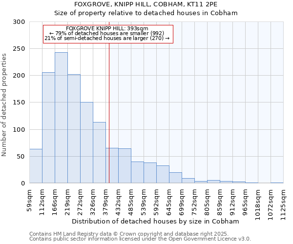 FOXGROVE, KNIPP HILL, COBHAM, KT11 2PE: Size of property relative to detached houses houses in Cobham