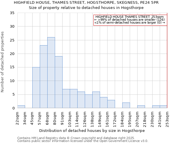 HIGHFIELD HOUSE, THAMES STREET, HOGSTHORPE, SKEGNESS, PE24 5PR: Size of property relative to detached houses houses in Hogsthorpe