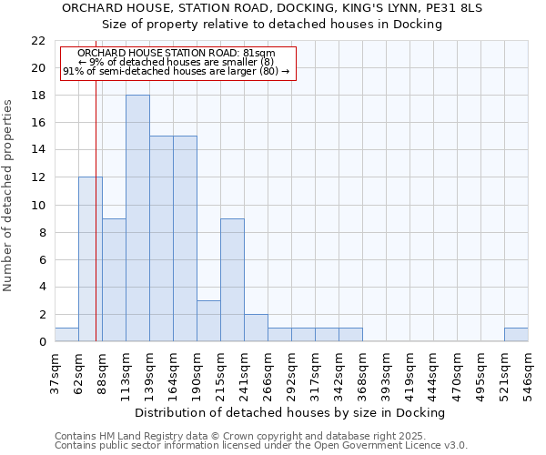 ORCHARD HOUSE, STATION ROAD, DOCKING, KING'S LYNN, PE31 8LS: Size of property relative to detached houses houses in Docking