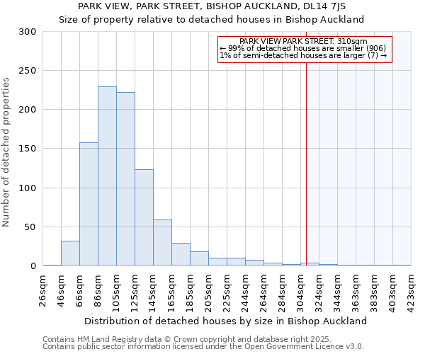 PARK VIEW, PARK STREET, BISHOP AUCKLAND, DL14 7JS: Size of property relative to detached houses houses in Bishop Auckland