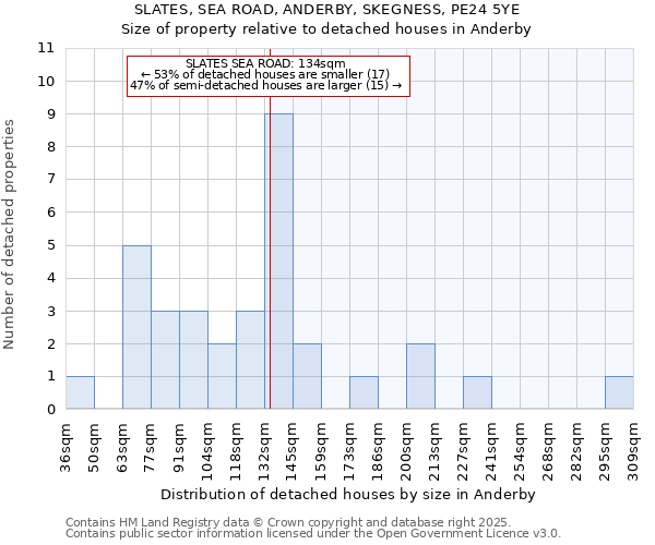 SLATES, SEA ROAD, ANDERBY, SKEGNESS, PE24 5YE: Size of property relative to detached houses houses in Anderby