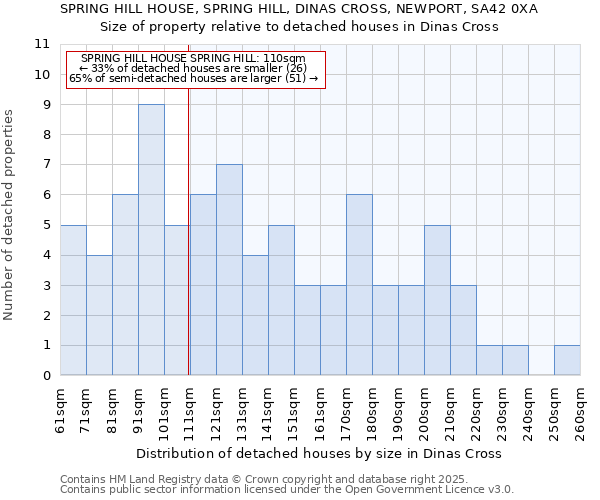 SPRING HILL HOUSE, SPRING HILL, DINAS CROSS, NEWPORT, SA42 0XA: Size of property relative to detached houses houses in Dinas Cross