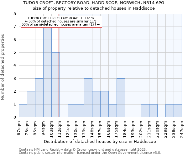 TUDOR CROFT, RECTORY ROAD, HADDISCOE, NORWICH, NR14 6PG: Size of property relative to detached houses houses in Haddiscoe