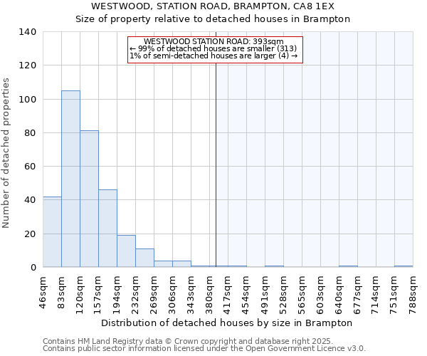 WESTWOOD, STATION ROAD, BRAMPTON, CA8 1EX: Size of property relative to detached houses houses in Brampton