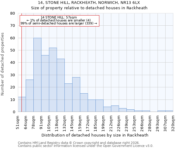 14, STONE HILL, RACKHEATH, NORWICH, NR13 6LX: Size of property relative to detached houses in Rackheath
