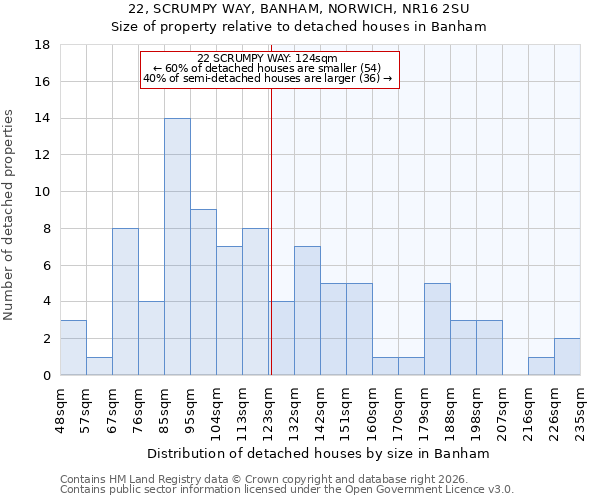22, SCRUMPY WAY, BANHAM, NORWICH, NR16 2SU: Size of property relative to detached houses in Banham