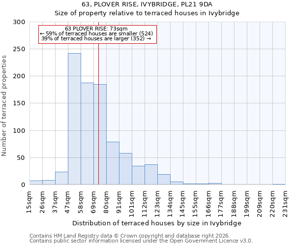 63, PLOVER RISE, IVYBRIDGE, PL21 9DA: Size of property relative to terraced houses in Ivybridge