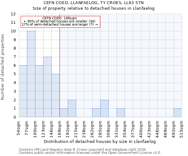 CEFN COED, LLANFAELOG, TY CROES, LL63 5TN: Size of property relative to detached houses in Llanfaelog