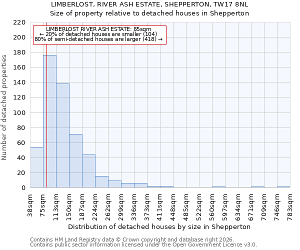 LIMBERLOST, RIVER ASH ESTATE, SHEPPERTON, TW17 8NL: Size of property relative to detached houses in Shepperton