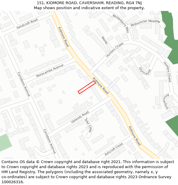 151, KIDMORE ROAD, CAVERSHAM, READING, RG4 7NJ: Location map and indicative extent of plot