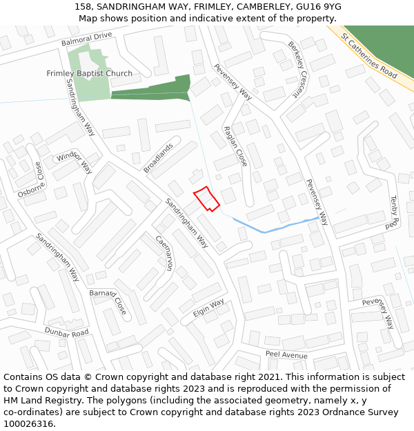 158, SANDRINGHAM WAY, FRIMLEY, CAMBERLEY, GU16 9YG: Location map and indicative extent of plot