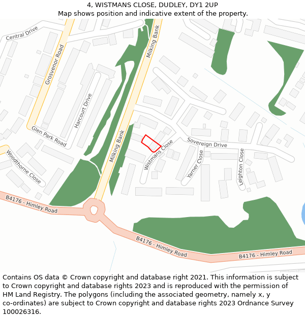 4, WISTMANS CLOSE, DUDLEY, DY1 2UP: Location map and indicative extent of plot