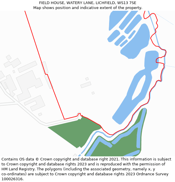 FIELD HOUSE, WATERY LANE, LICHFIELD, WS13 7SE: Location map and indicative extent of plot