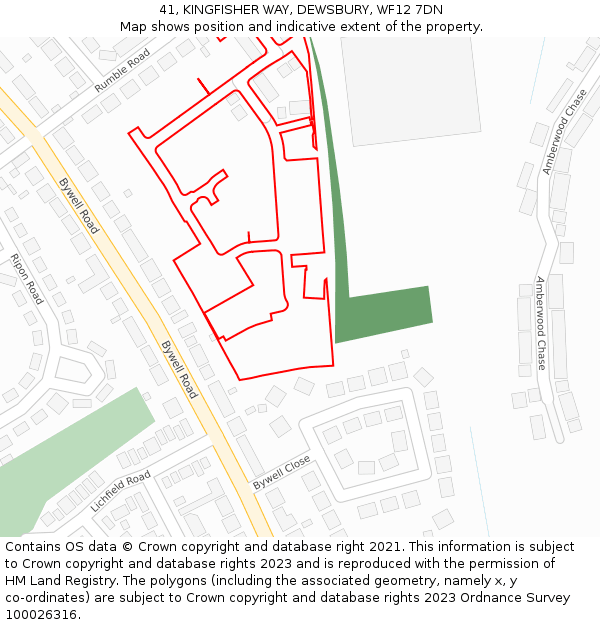 41, KINGFISHER WAY, DEWSBURY, WF12 7DN: Location map and indicative extent of plot