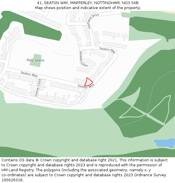 41, SEATON WAY, MAPPERLEY, NOTTINGHAM, NG3 5XB: Location map and indicative extent of plot