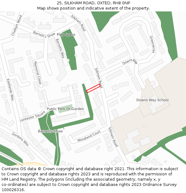 25, SILKHAM ROAD, OXTED, RH8 0NP: Location map and indicative extent of plot