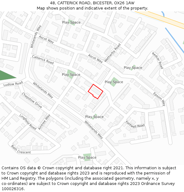 48, CATTERICK ROAD, BICESTER, OX26 1AW: Location map and indicative extent of plot
