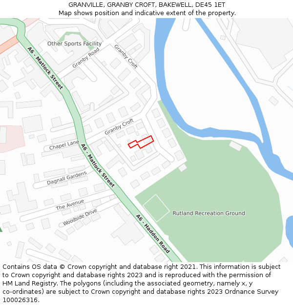 GRANVILLE, GRANBY CROFT, BAKEWELL, DE45 1ET: Location map and indicative extent of plot