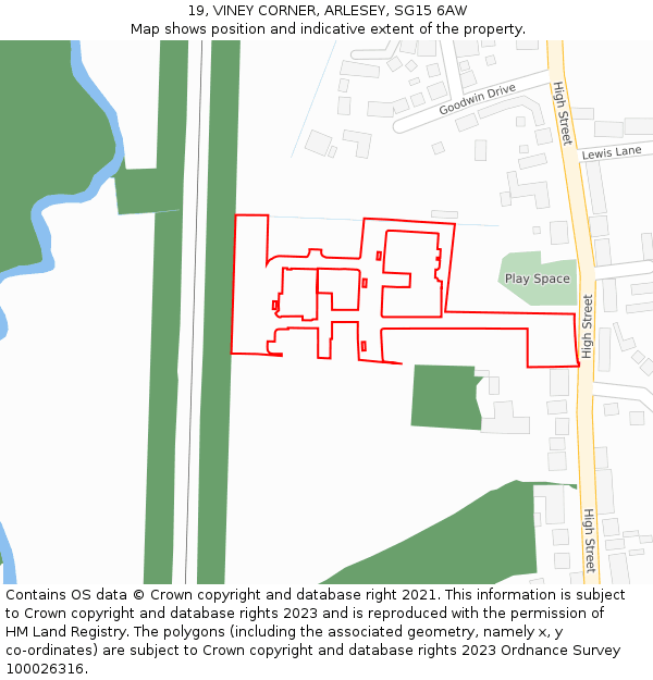 19, VINEY CORNER, ARLESEY, SG15 6AW: Location map and indicative extent of plot