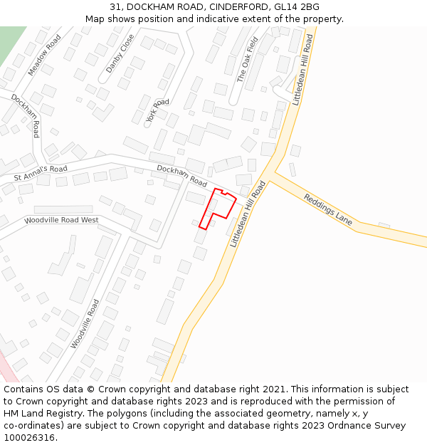 31, DOCKHAM ROAD, CINDERFORD, GL14 2BG: Location map and indicative extent of plot