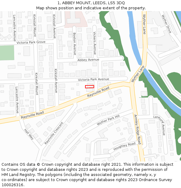 1, ABBEY MOUNT, LEEDS, LS5 3DQ: Location map and indicative extent of plot