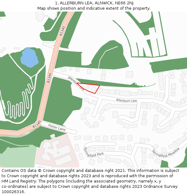 1, ALLERBURN LEA, ALNWICK, NE66 2NJ: Location map and indicative extent of plot