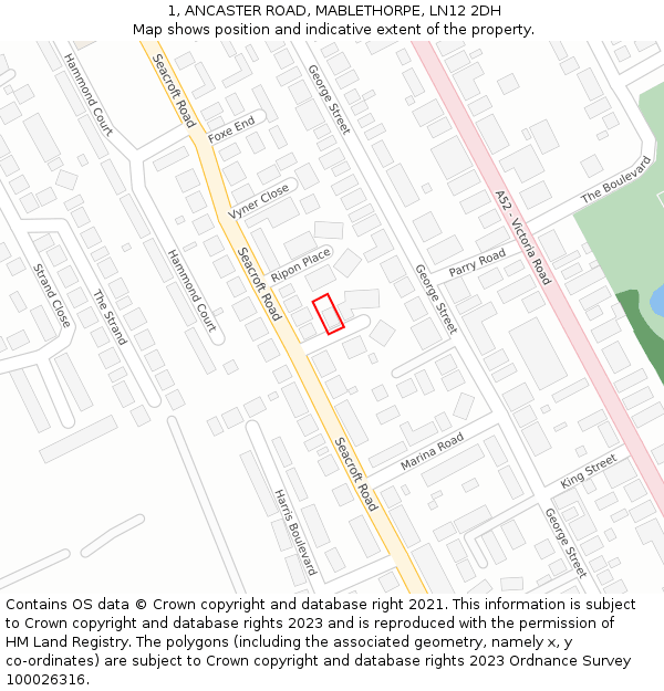 1, ANCASTER ROAD, MABLETHORPE, LN12 2DH: Location map and indicative extent of plot