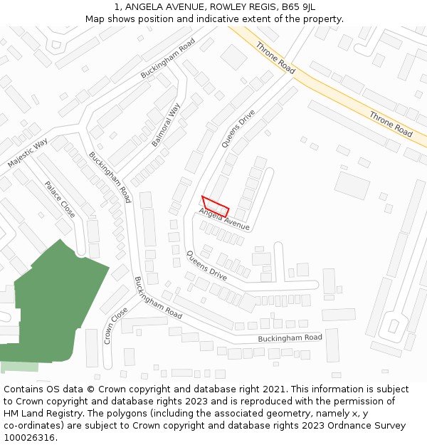 1, ANGELA AVENUE, ROWLEY REGIS, B65 9JL: Location map and indicative extent of plot