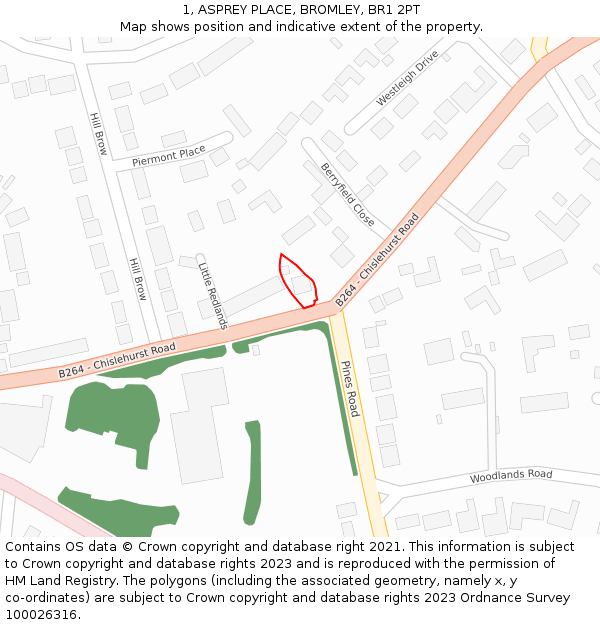 1, ASPREY PLACE, BROMLEY, BR1 2PT: Location map and indicative extent of plot