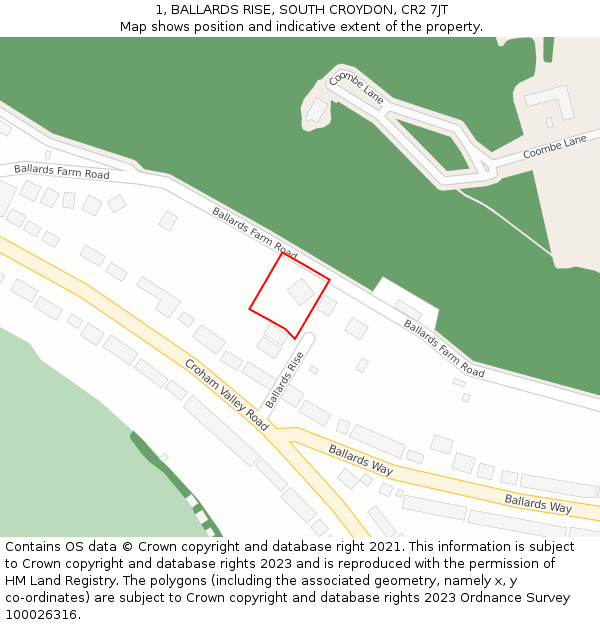 1, BALLARDS RISE, SOUTH CROYDON, CR2 7JT: Location map and indicative extent of plot