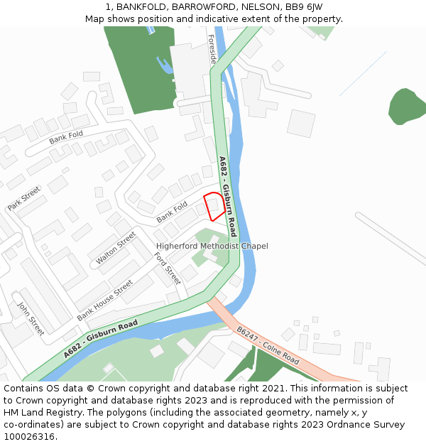 1, BANKFOLD, BARROWFORD, NELSON, BB9 6JW: Location map and indicative extent of plot