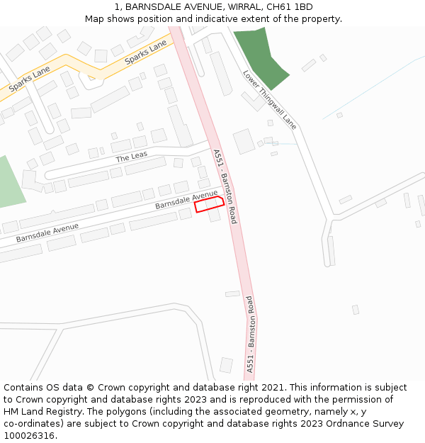 1, BARNSDALE AVENUE, WIRRAL, CH61 1BD: Location map and indicative extent of plot