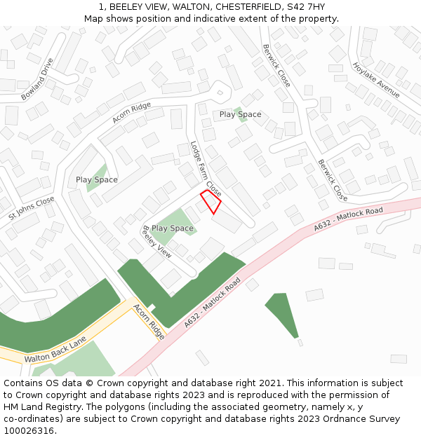 1, BEELEY VIEW, WALTON, CHESTERFIELD, S42 7HY: Location map and indicative extent of plot