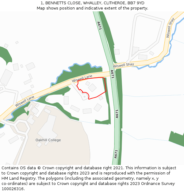 1, BENNETTS CLOSE, WHALLEY, CLITHEROE, BB7 9YD: Location map and indicative extent of plot
