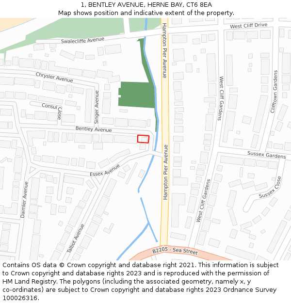 1, BENTLEY AVENUE, HERNE BAY, CT6 8EA: Location map and indicative extent of plot