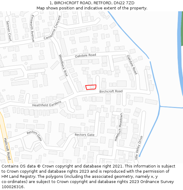 1, BIRCHCROFT ROAD, RETFORD, DN22 7ZD: Location map and indicative extent of plot