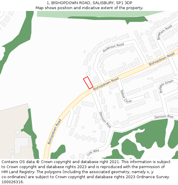 1, BISHOPDOWN ROAD, SALISBURY, SP1 3DP: Location map and indicative extent of plot