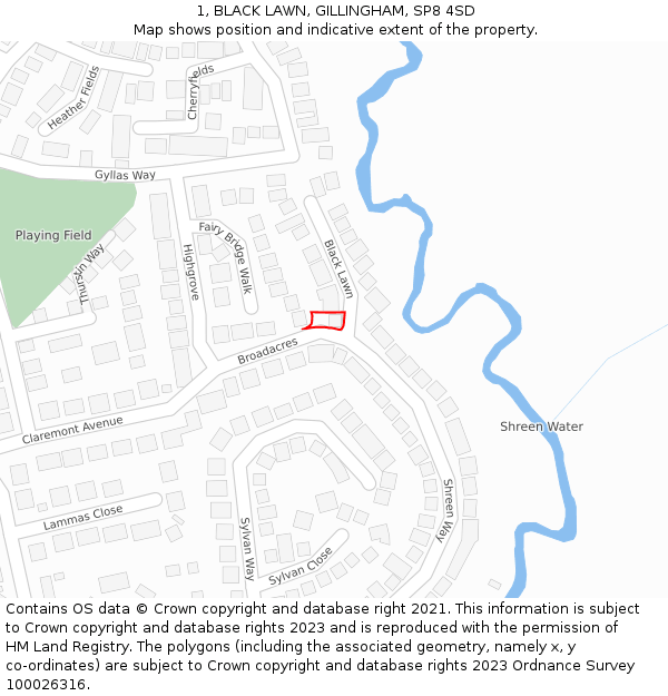 1, BLACK LAWN, GILLINGHAM, SP8 4SD: Location map and indicative extent of plot