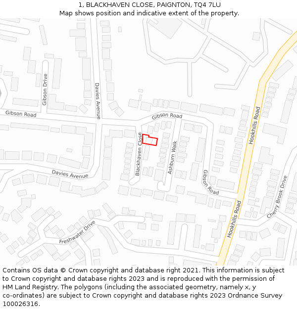 1, BLACKHAVEN CLOSE, PAIGNTON, TQ4 7LU: Location map and indicative extent of plot