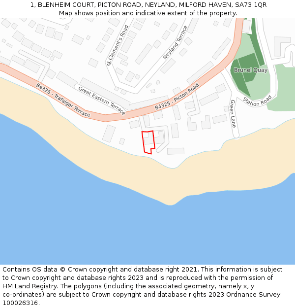 1, BLENHEIM COURT, PICTON ROAD, NEYLAND, MILFORD HAVEN, SA73 1QR: Location map and indicative extent of plot