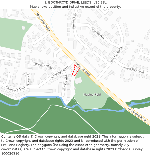 1, BOOTHROYD DRIVE, LEEDS, LS6 2SL: Location map and indicative extent of plot