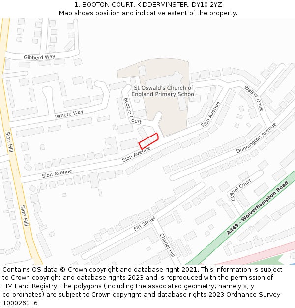 1, BOOTON COURT, KIDDERMINSTER, DY10 2YZ: Location map and indicative extent of plot
