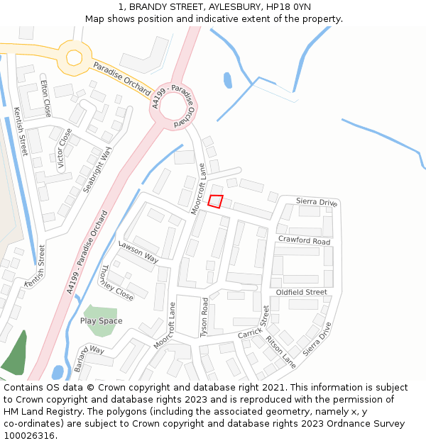 1, BRANDY STREET, AYLESBURY, HP18 0YN: Location map and indicative extent of plot