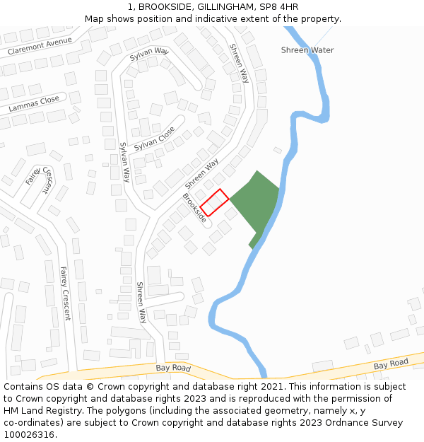 1, BROOKSIDE, GILLINGHAM, SP8 4HR: Location map and indicative extent of plot