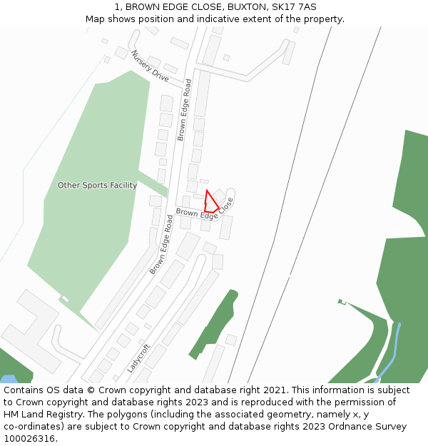 1, BROWN EDGE CLOSE, BUXTON, SK17 7AS: Location map and indicative extent of plot