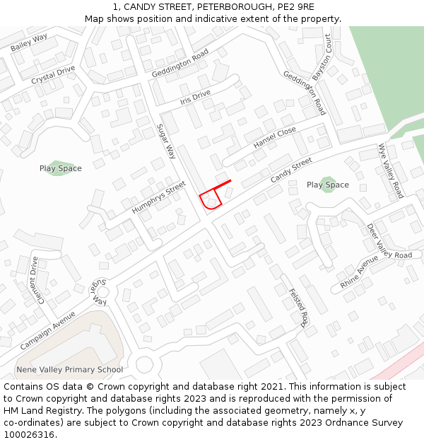 1, CANDY STREET, PETERBOROUGH, PE2 9RE: Location map and indicative extent of plot