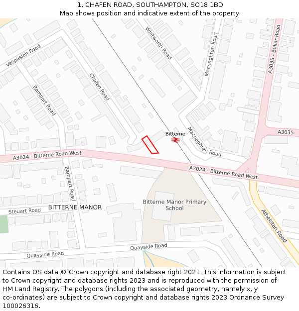 1, CHAFEN ROAD, SOUTHAMPTON, SO18 1BD: Location map and indicative extent of plot
