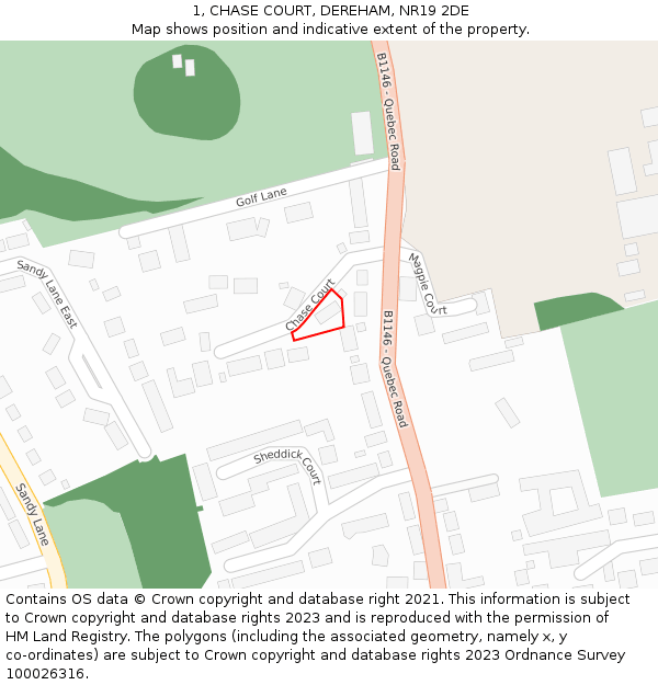 1, CHASE COURT, DEREHAM, NR19 2DE: Location map and indicative extent of plot