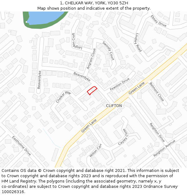 1, CHELKAR WAY, YORK, YO30 5ZH: Location map and indicative extent of plot